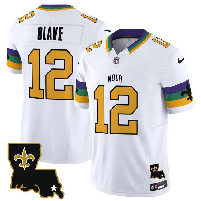 Men's New Orleans Saints ACTIVE PLAYER Custom White 2024 F.U.S.E. Vapor Limited Stitched Jersey